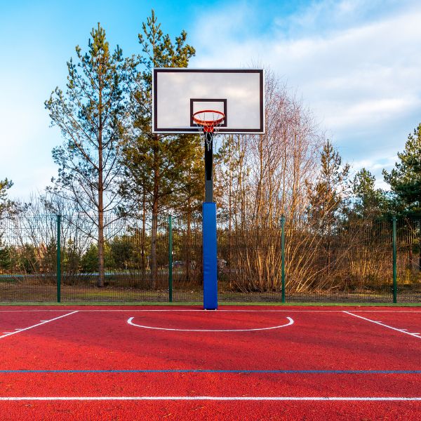 Basketball Hoop On Red Court
